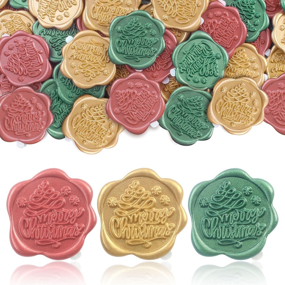 Christmas Wax Seal Stickers, 48 Pcs Gold Red Green Self Adhesive Sealing Wax …