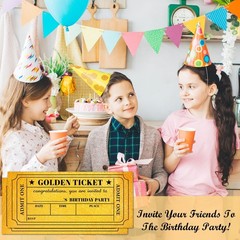 Golden Birthday Invitations, Birthday Tickets Invitation For Boys Kids Girls,…