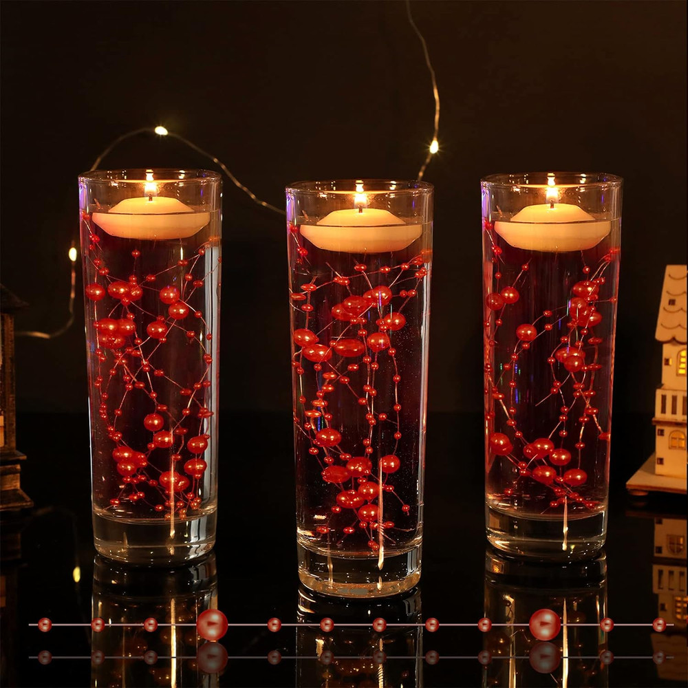 50 Pieces Artificial Pearl String for Candles 6 Inch Pearl String Vase Fillers C