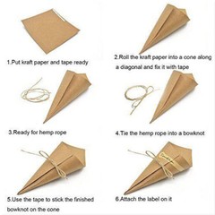 50/100 Vintage Cones Kraft Paper Bouquet Candy Boxes Wedding Party Gifts Flower