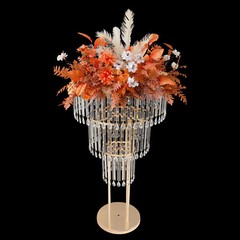 3 Tiers Crystal Flower Stand Gold Wedding Flower Stand Flower Arrangement Decor