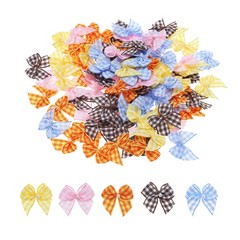 100Pcs Mini Mixed Colors Ribbon Bow with Pearl 1″ Ribbon Flowers Applique