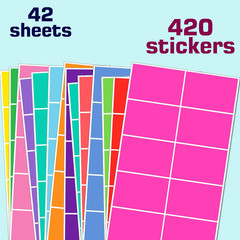 420 Pack Colored Labels Stickers, 3 X 2 Inches, 14 Colors, Large Adhesive Home M