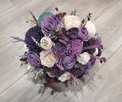 Plum Bridal Bouquet Sola Wood Purple Wedding Flowers Bridesmaid Cream Wildflower