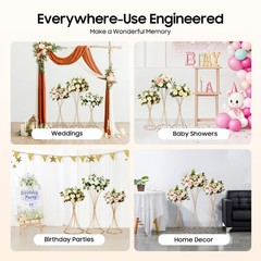 3 pcs Gold Wedding Table Hourglass-shaped Flower Stand For Anniversary Ceremony