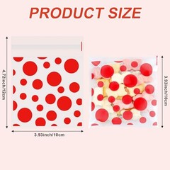 Christmas Cellophane Treat Bags, 100 Pcs Xmas Cookie Goodie Bags with Seal, Red