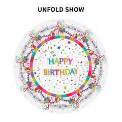 Happy Birthday Round Tablecloth 60 Inch Vibrant Colored 60″ (Round), White