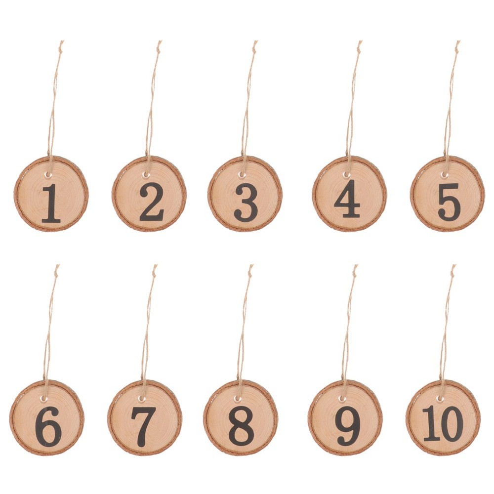 10Pcs Durable Wooden Slice Table Numbers Hanging Wedding Centerpieces Decor