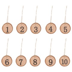 10Pcs Durable Wooden Slice Table Numbers Hanging Wedding Centerpieces Decor
