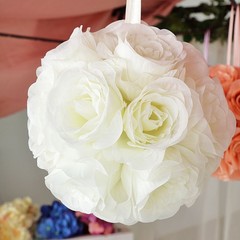 2 CREAM 7″ Silk Roses Flowers Kissing Balls Wedding Party Events Centerpieces
