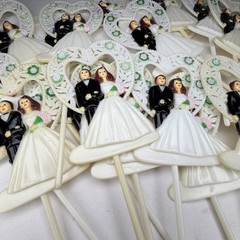 Lot Of 24 Vintage Wedding Cake Cupcake Pick Topper Bride And Groom