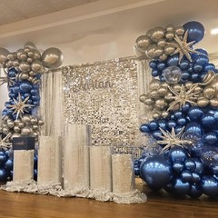 Blue Silver Balloons Set, 12 Inch and 12 Inch,