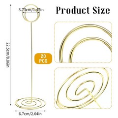 20 Pack 8.86 Inch Tall Table Number Holders Gold, Place Card Holder Gold