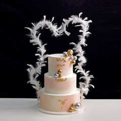 Warm White Real Feathers Adjustable CAKE TOPPER LED Lights Party Supplies