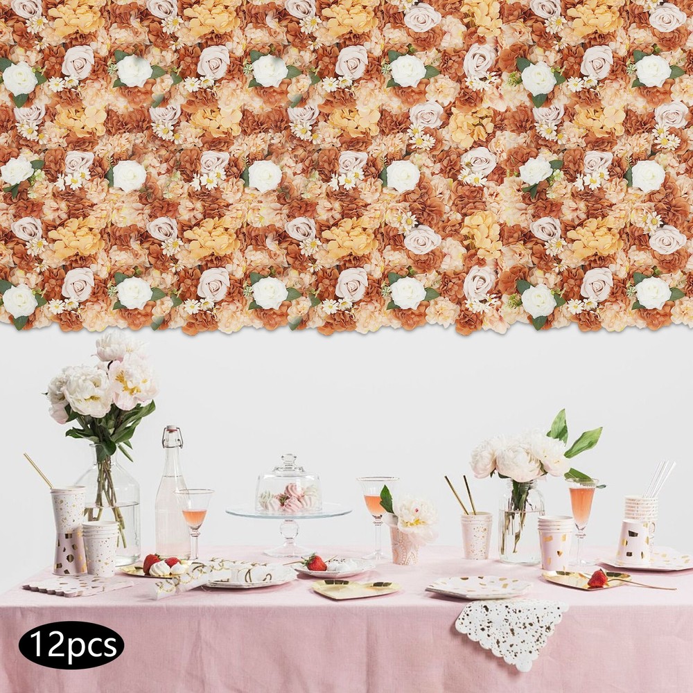 12 Pack Flower Wall Panels Caramel Champagne Silk Plastic Wedding Party Backdrop