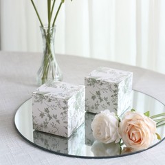 25 WHITE SAGE GREEN Square 3″ x 3″ Favor BOXES Floral Printed Candy Holders