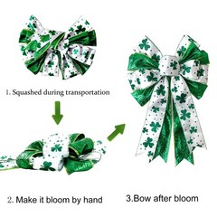 St Patricks Day Bow for Wreath approx: 11.4in x 19.6in/28cm x 50cm, White