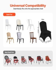 VEVOR 50PCS Black Stretch Spandex Folding Chair Covers for Wedding Party Dining