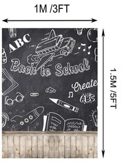 Laeacco 3x5ft Back to School Backdrop Vintage Wood Floor Rustic Blackboard Ph…