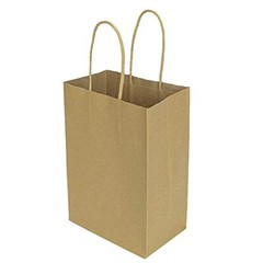 100 Pack 5.25″x3.25×8″ Brown Small Paper Bags with Handles Bulk, Gift Paper Bags