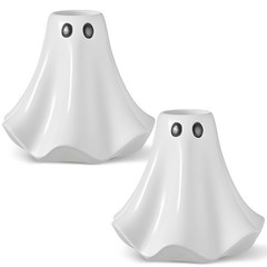 Conelist 2 Pcs Halloween Ghost Candlestick Holders Cute white, black