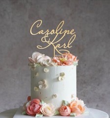 Brown Wedding Cake Toppers Personalized Name Mirror Bride Groom Mr Mrs Initials