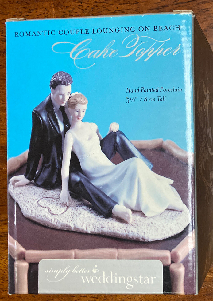 Wedding Cake Topper Romantic Couple Lounging on the Beach Weddingstar Porcelain
