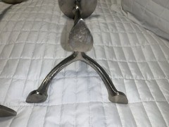 West Elm Set/2 WROUGHT ALUMINUM CANDLE STAND CANDLE HOLDER PILLER 18.5” & 12”