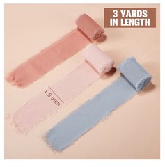 Chiffon Ribbon Mixed Color Silk Ribbon Set 9 Rolls 1.5″ x 3yd 2 Colors Used