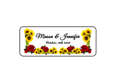 30 wedding favor mini bubble labels stickers personalized roses and sunflowers