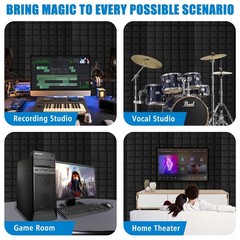 4 PCS Acoustic Panels,48»X24»X2» Sound Proof Foam Panels for Walls,High De…