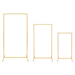 3 Pieces Wedding Arch Frame Set Rectangular Metal Balloon Frame Backdrop Stand