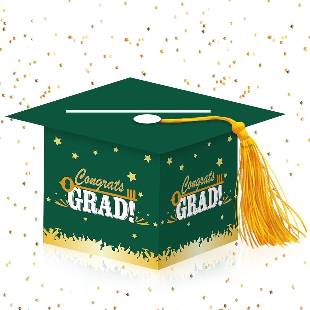 2026 Graduation Card Box Holder Green Congrats Grad Words Graduation Boxes fo…