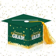 2026 Graduation Card Box Holder Green Congrats Grad Words Graduation Boxes fo…