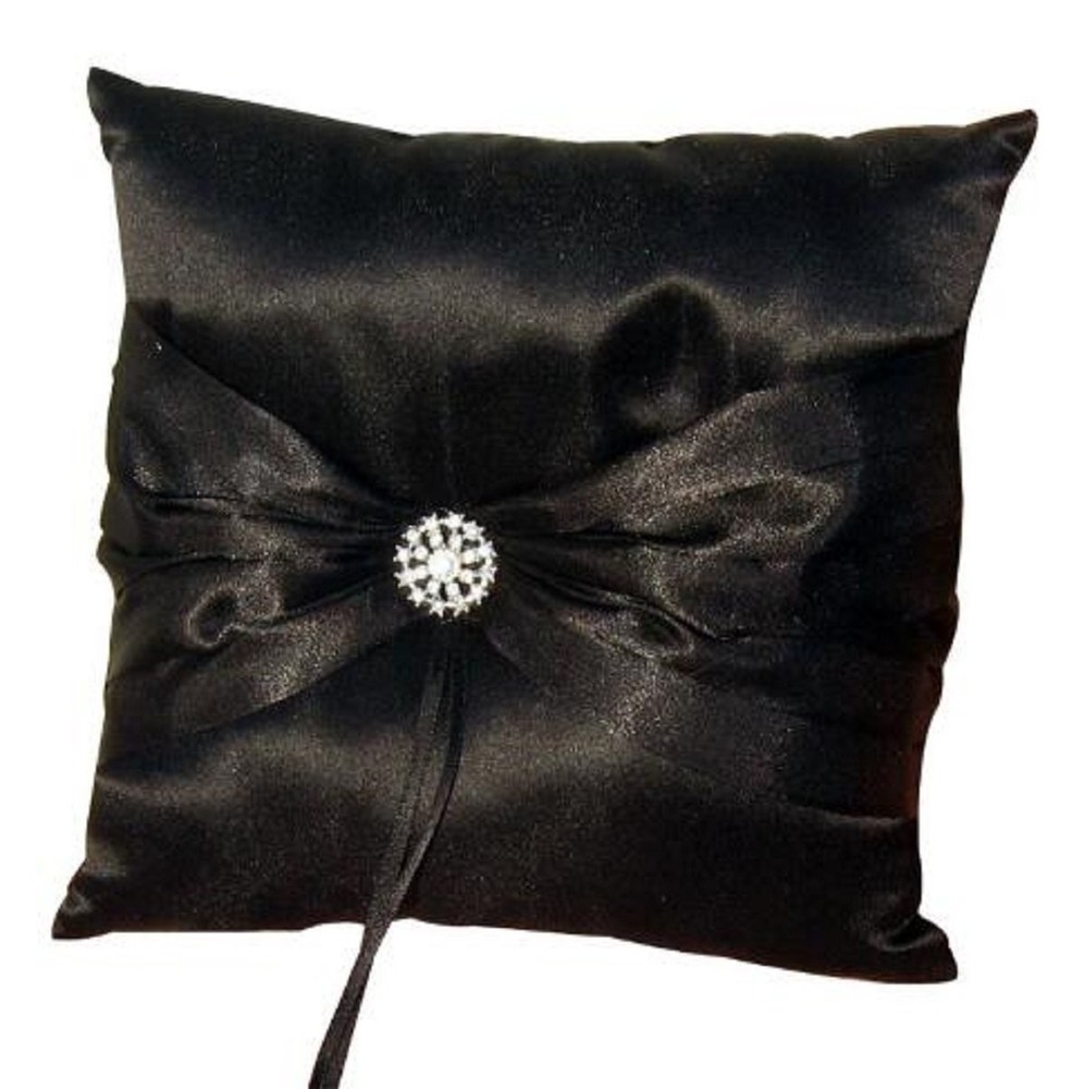 Wedding Ring Pillow Wedding Ring Cushion Ring Bearer Pillow，Black，7.8 * 7.8 inch