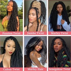 Marley Twist Braiding Hair-24Inch 8packs Cuban Twist 24 Inch (Pack of 8) 1B
