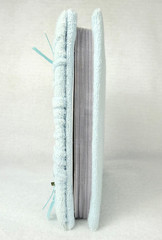 Tiny Treasure Photo Album Baby Carriage Light Blue Terry Satin Ribbon 4×6 VTG 99