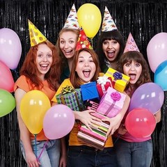 Fringe Curtain Party Streamers 3.3×8.3 Ft Foil Fringe Backdrop 2Pack Black