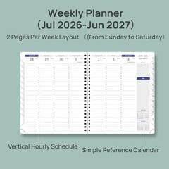 2026-2027 Academic Weekly Planner, 7″ x 8.5″ Calendar from July 2026 to June