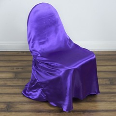6 Purple SATIN UNIVERSAL CHAIR COVER for Wedding Banquet Reception Decorations