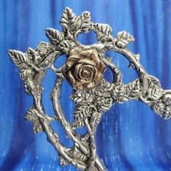 Rose Heart Wedding Cake Topper Pewter Figurine Fellowship Foundry US Made *NEW*