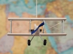 Hanging Airplane, Blue White Black, Nursery Decor, Decorative wooden airplane