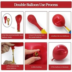 Red White Gold Balloon Garland Double Stuffed Burgundy Red Red Pearl White Gold