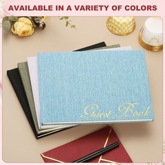 Light Blue Elegant Guestbook 9″x7″ PU Leather Wedding Guest Book for Events