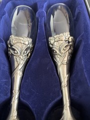 Vintage Royal Limited Wedding Bell Champagne Flutes 9.5” Tall, Original Box