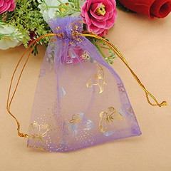 Wholesale 100PCS Organza Bag Butterfly Design Wedding Pouches Jewelry Packaging