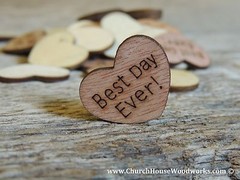 100 qty 1″ Best Day Ever! Wood Hearts Table Confetti Wooden Wedding Decor