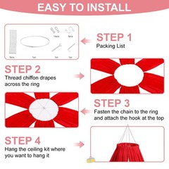 Ceiling Drape Hanging Kit 24 Inch Silver Ceiling Hanging Ring Metallic Hoop Ring