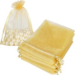 100× Golden Drawstring Organza Pouches Wedding Jewelry Candy Gift Bags 4″x6″ US