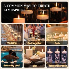 GINITIRI 3 inch White Floating Candles, 48 Pack 3 inch, White-48pack